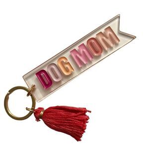 Pink Dog Mom Tassel Keychain